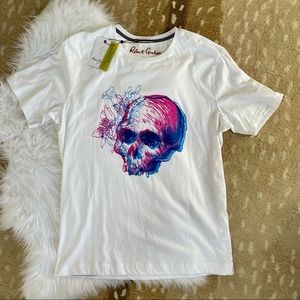 Robert Graham Men's Rio Grande Skull White Short Sleeve T-Shirt Size Large
